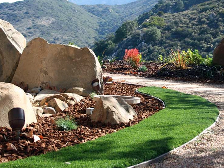 Artificial Grass Installation Thousand Palms, California Landscape Rock, Front Yard